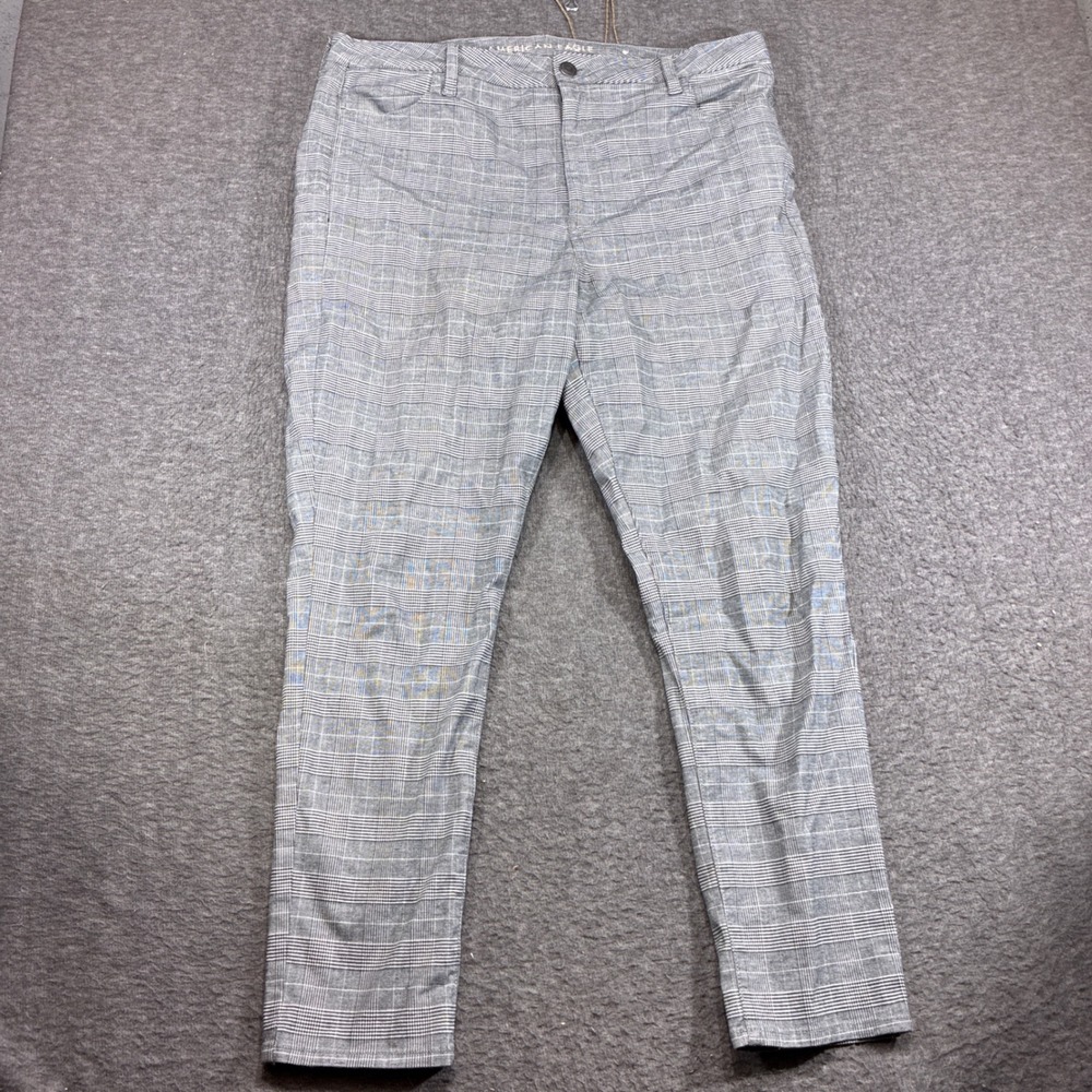 American Eagle Super Hi-Rise Jegging Women 18 Grey Plaid Super Stretch